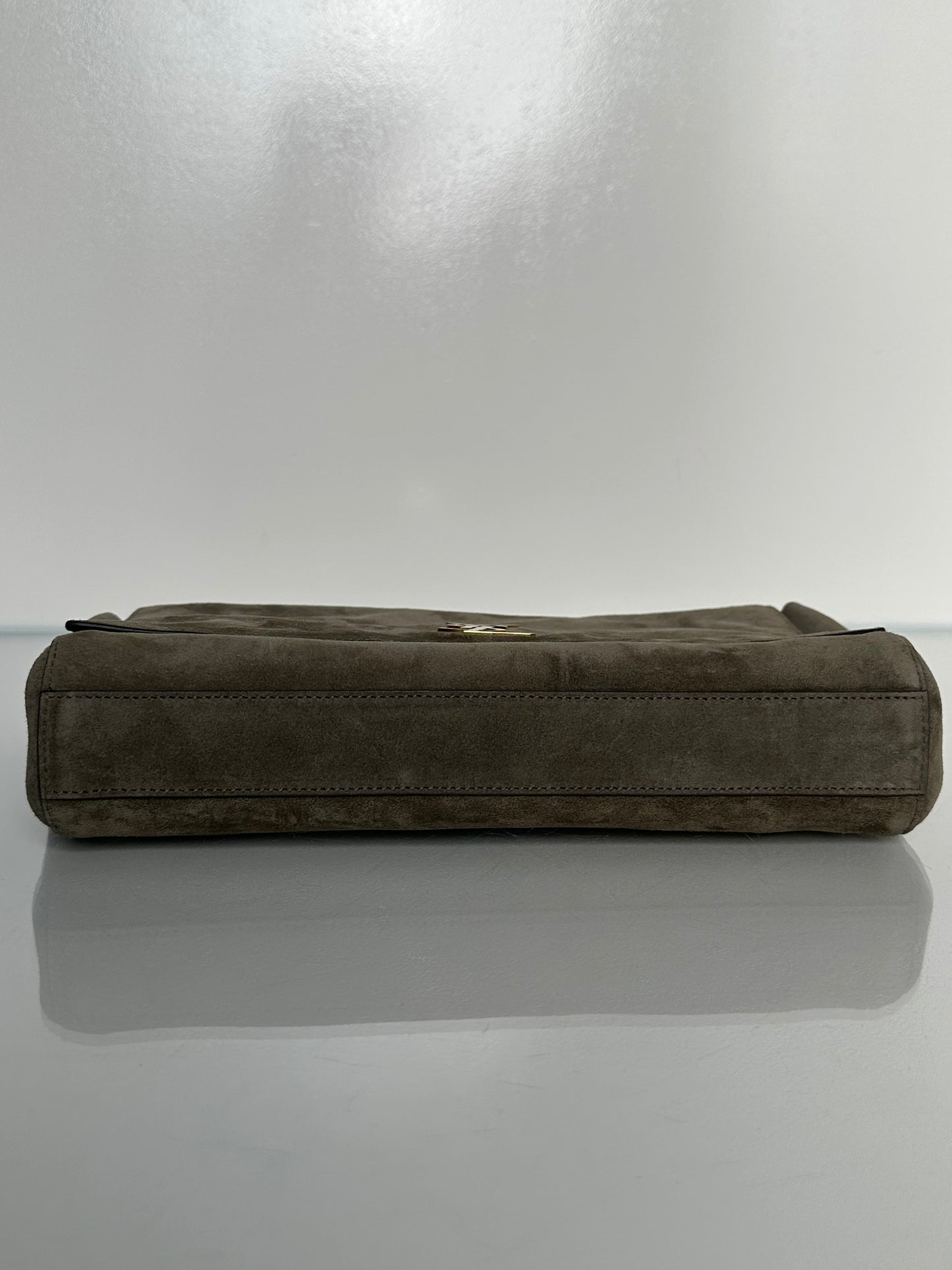 Saint Laurent Grey / Taupe Suede Reversible Kate Bag GHW