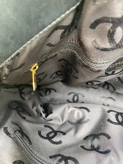 Chanel Vintage Black Velvet Tote Bag GHW