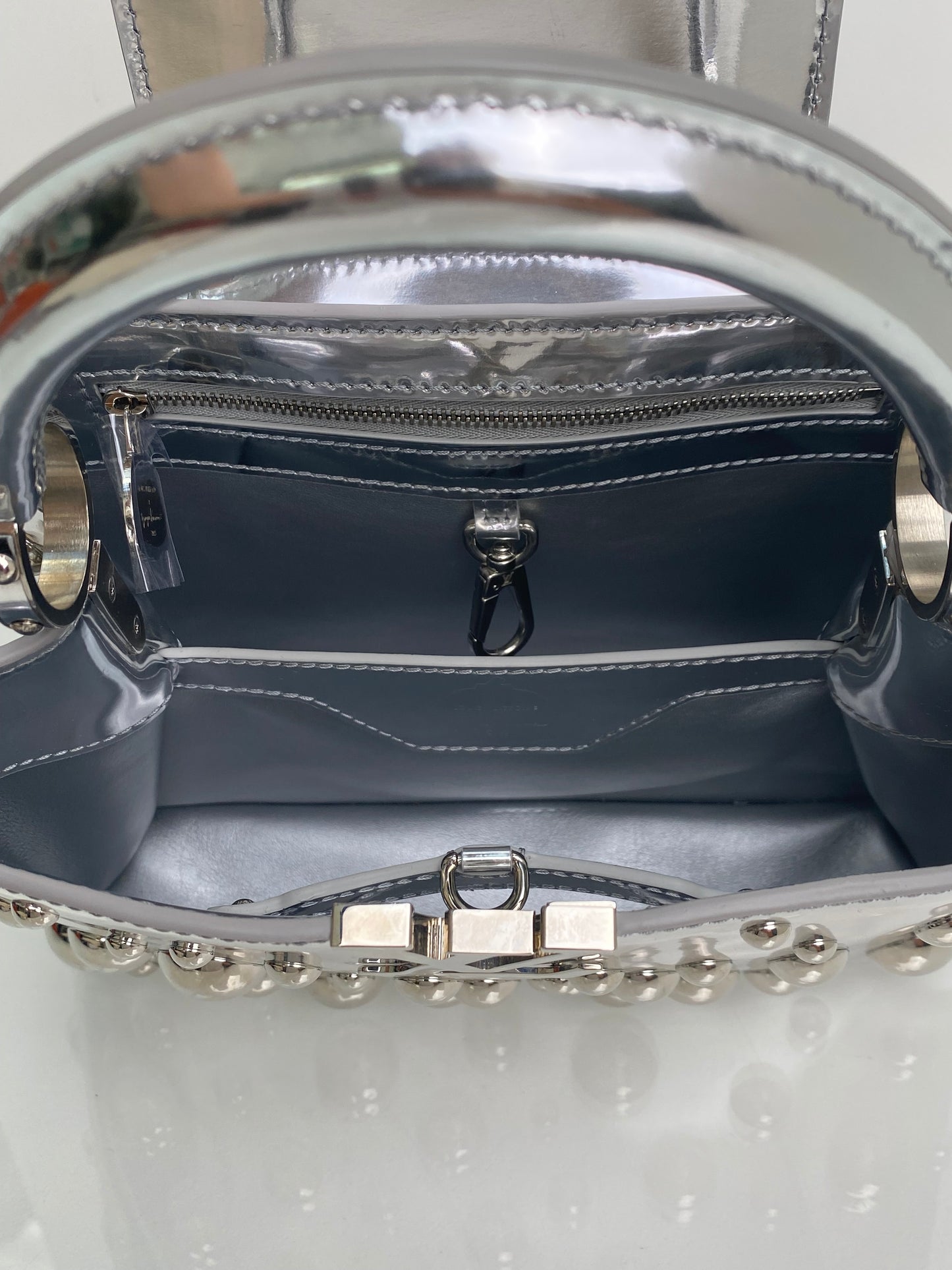 Louis Vuitton Silver Vernis Patent Leather X Yayoi Kusama Capucines BB Bag SHW