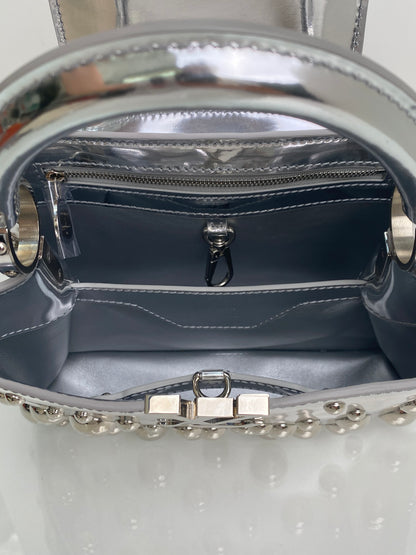 Louis Vuitton Silver Vernis Patent Leather X Yayoi Kusama Capucines BB Bag SHW