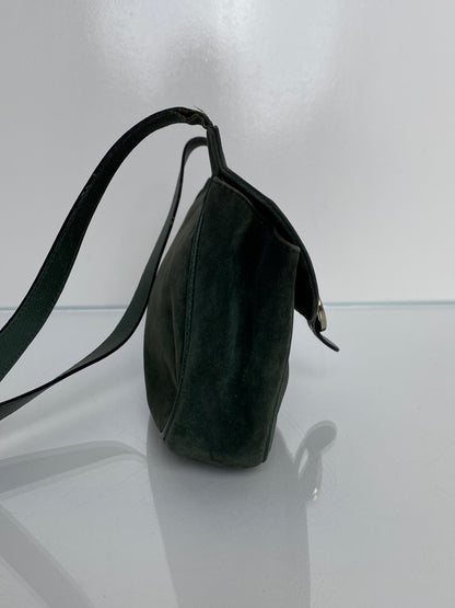 Ferragamo Vintage Green Velvet Crossbody Bag GHW