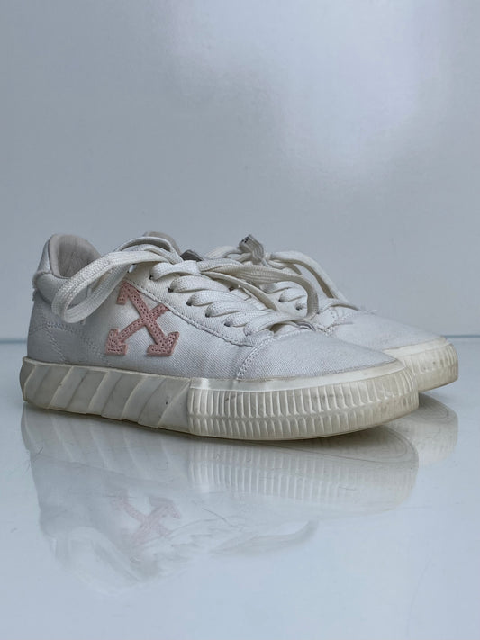 Off White Pink & White Logo Sneakers, 36