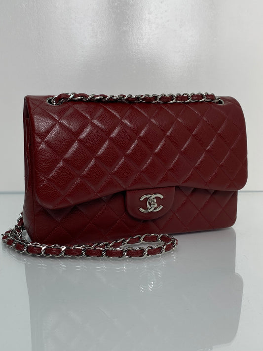 Chanel Classic Jumbo Burgundy Caviar Double Flap Bag SHW
