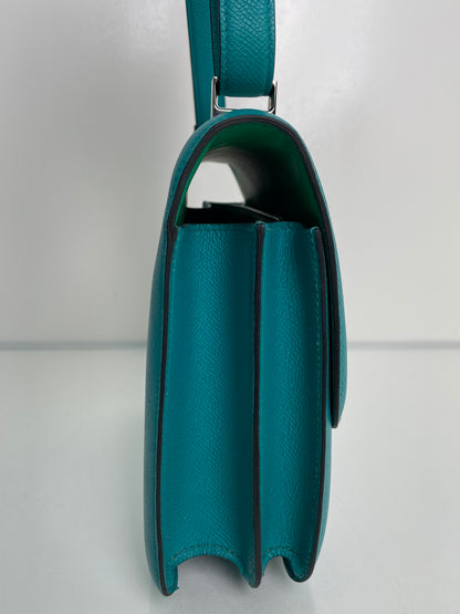 Hermes Constance 24 Bleu Paon Menthe Epsom PHW #A