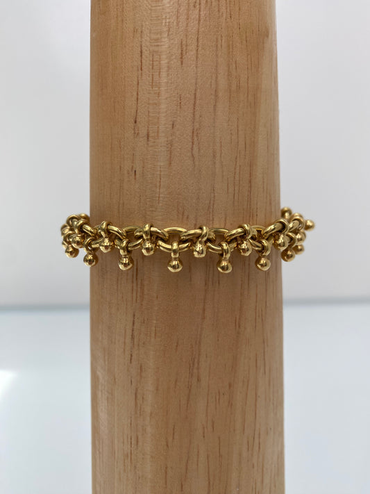 18k Yellow Gold Chain Beaded Bracelet