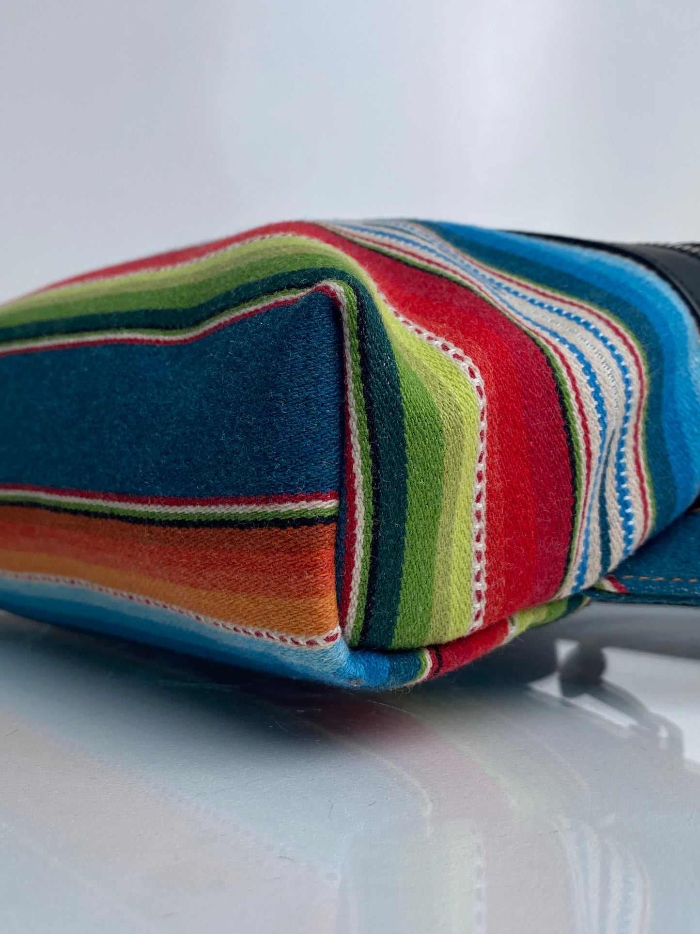 Saint Laurent Blue, Green, & Red Striped Wool Bum Bag SHW