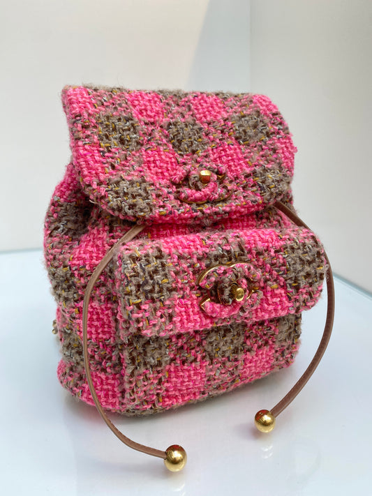 Chanel Pink Wool Tweed Elegant Backpack