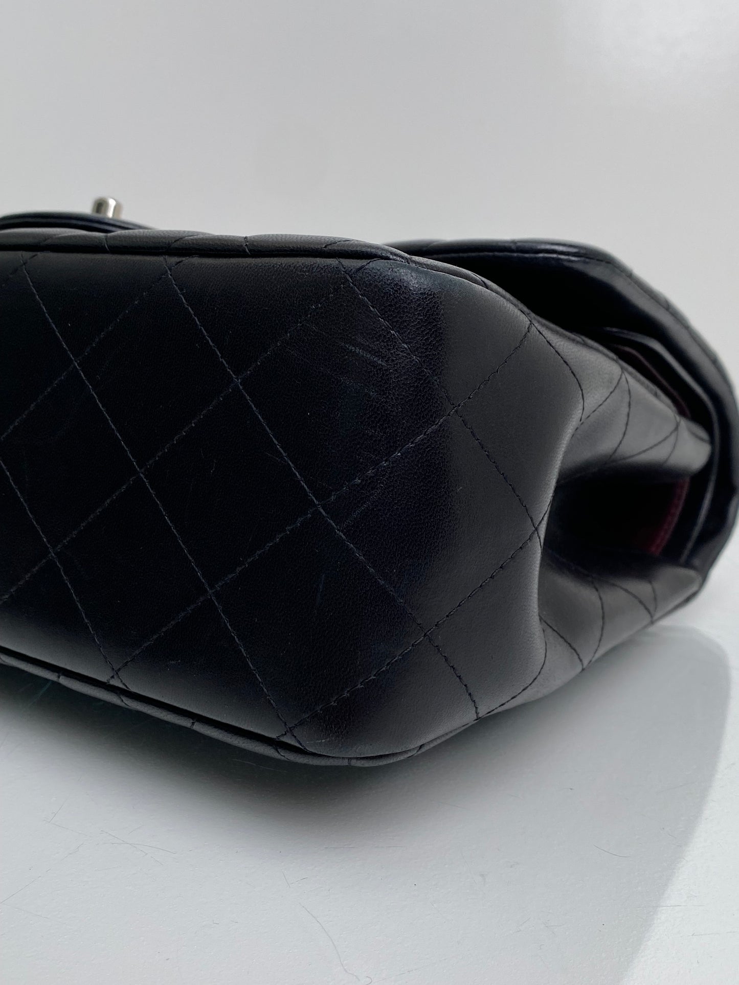 Chanel Black Quilted Lambskin Classic Double Flap Jumbo Bag SHW #19