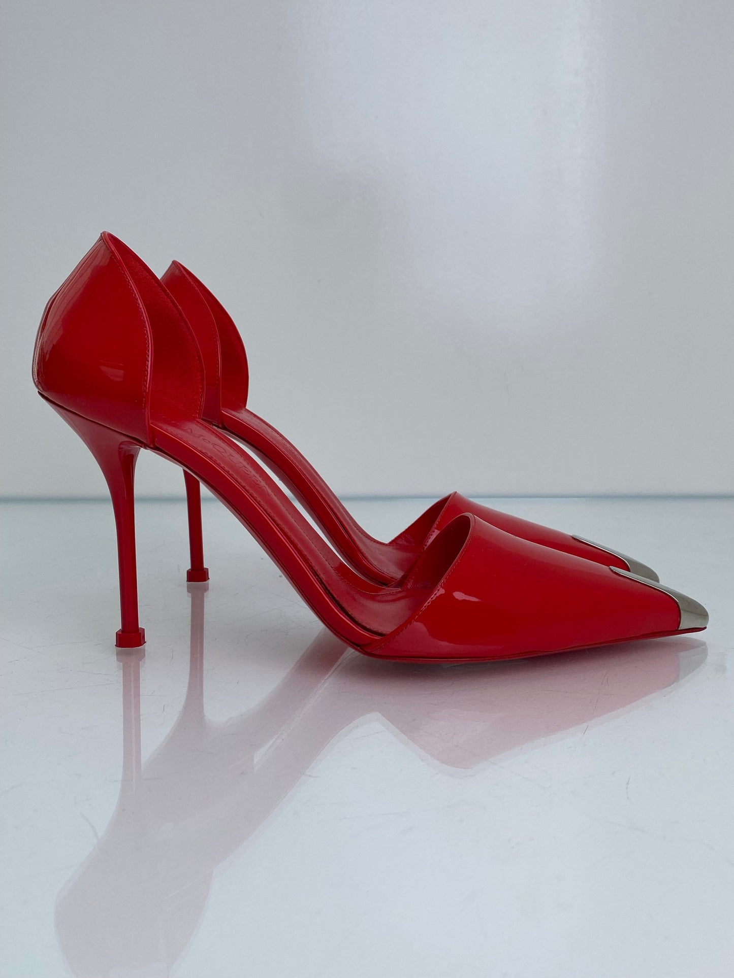 Alexander McQueen Red Patent & Silver Pump Heels, 39.5