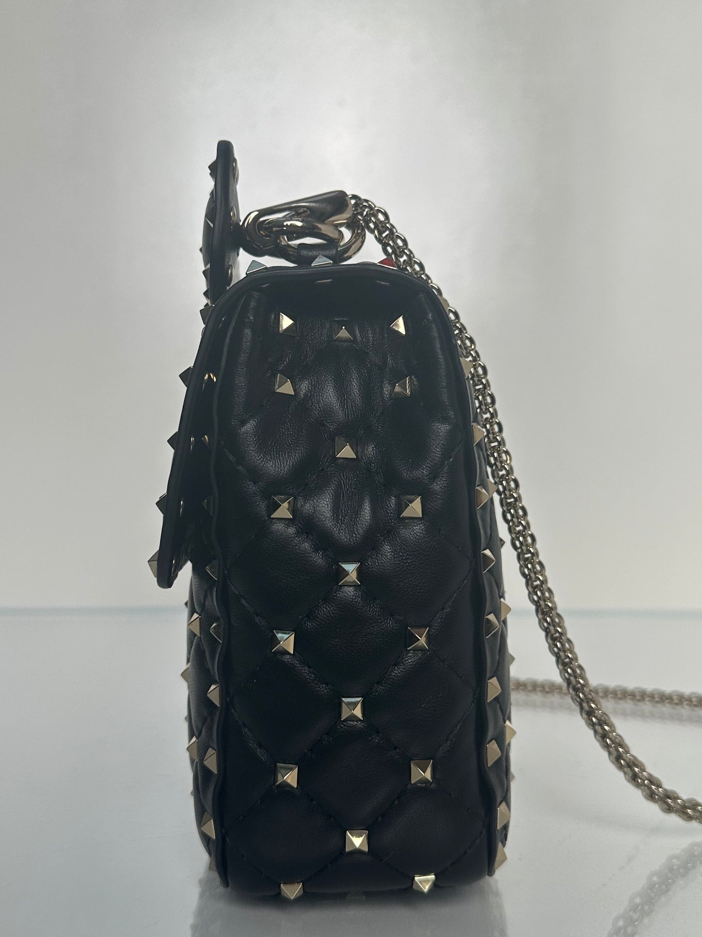 Valentino Black Rockstud Top Handle Crossbody Bag GHW