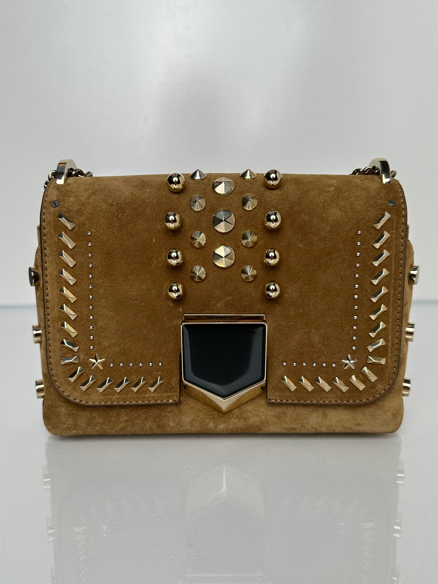 Jimmy Choo Camel Studded Lockett Bag GHW