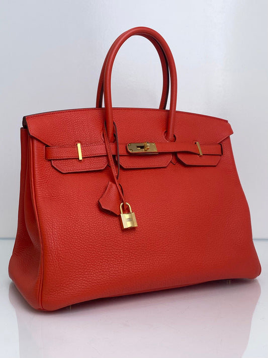 Hermes Birkin 35 Rouge Pivoine Togo GHW #X
