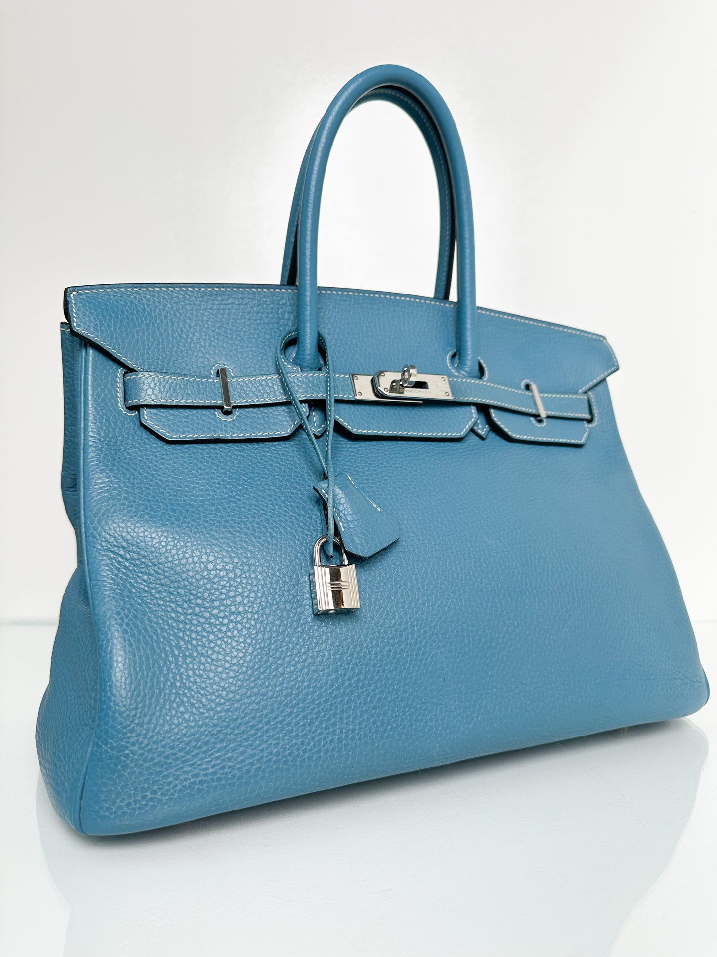 Hermes Birkin 35 Blue Jean Togo PHW #H