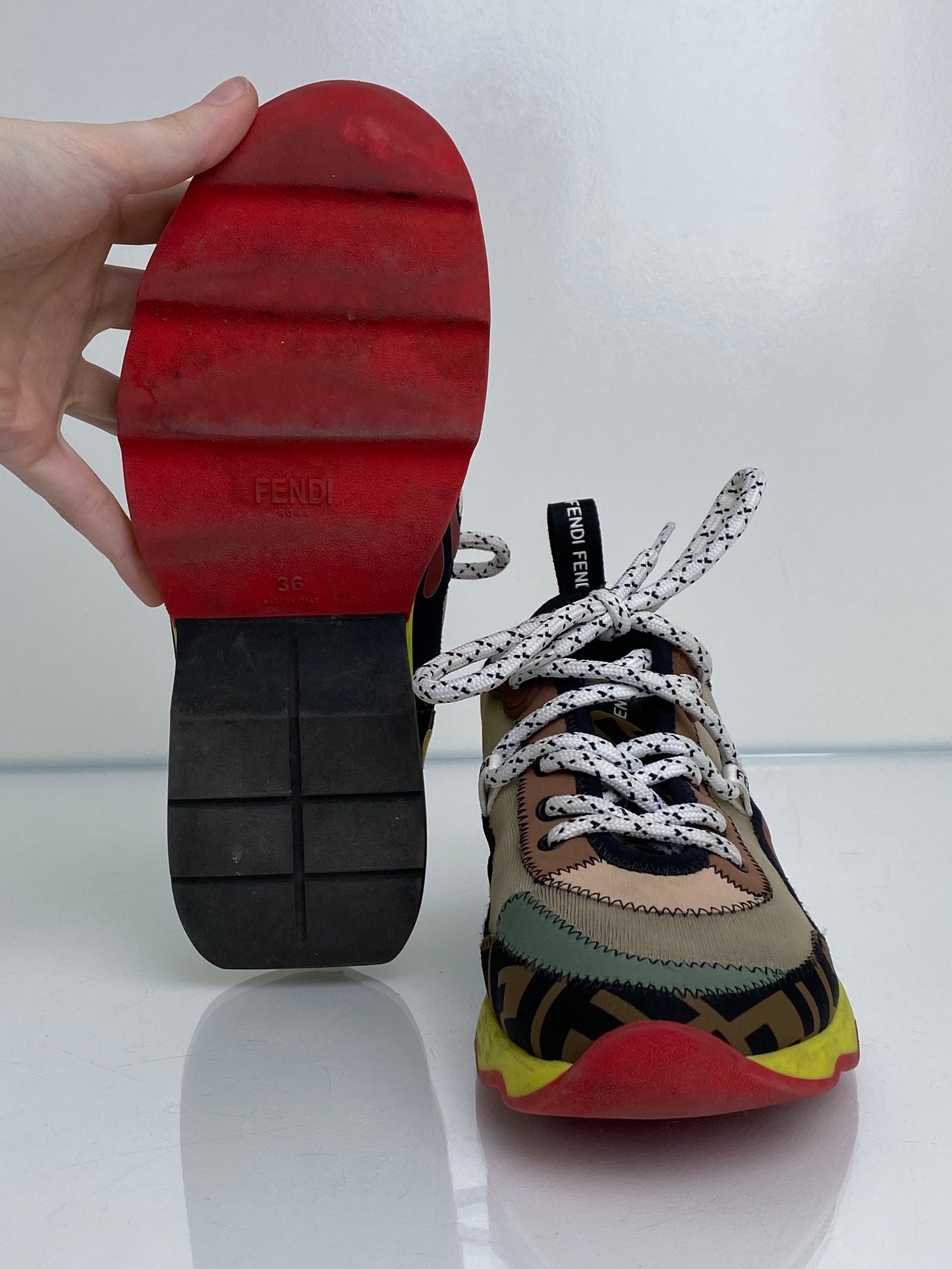 Fendi Zucca & Multicolor Mesh Sneakers, 36 (As Is)