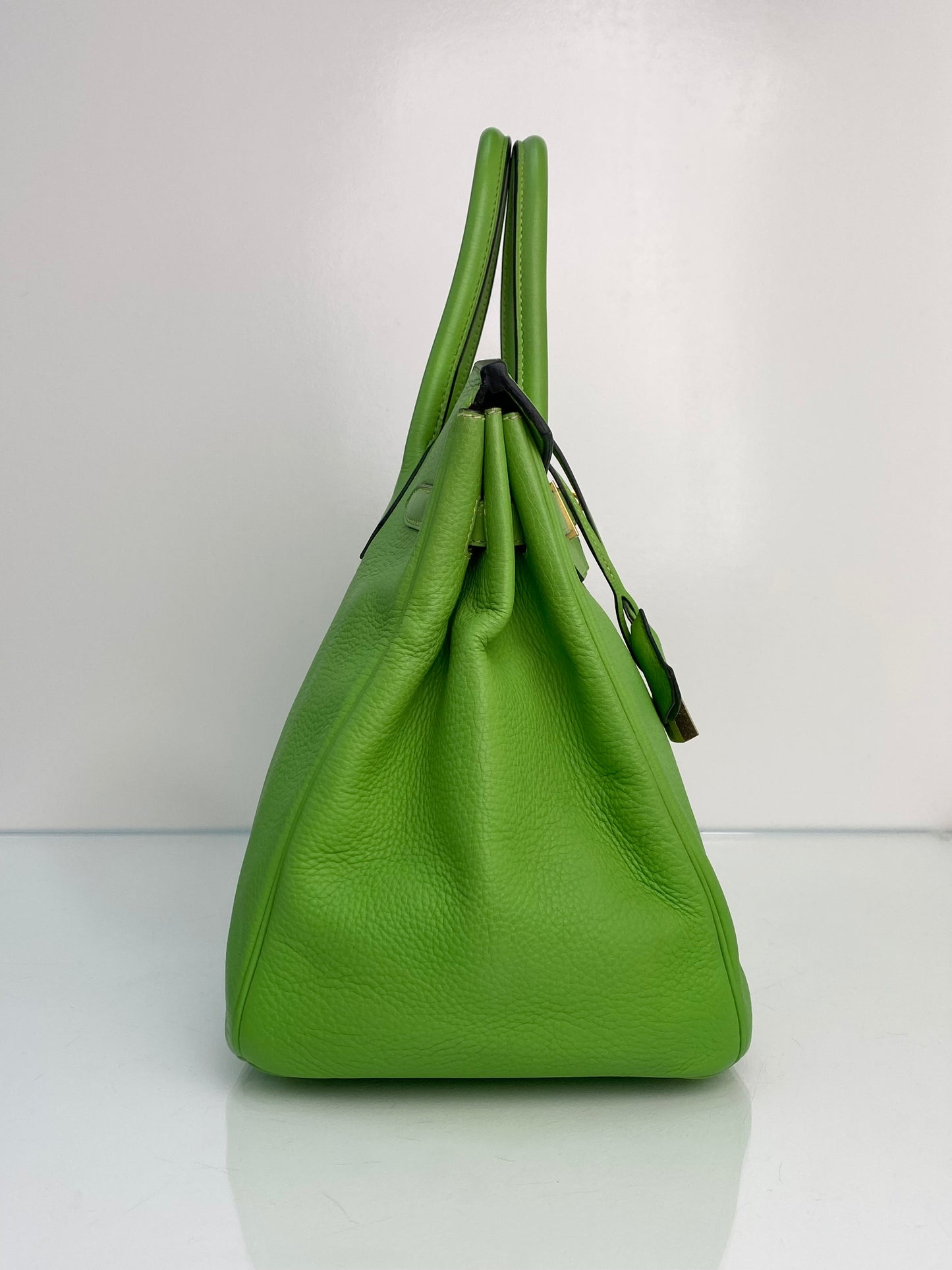 Hermes Birkin 35 Vert Cru Clemence GHW #G