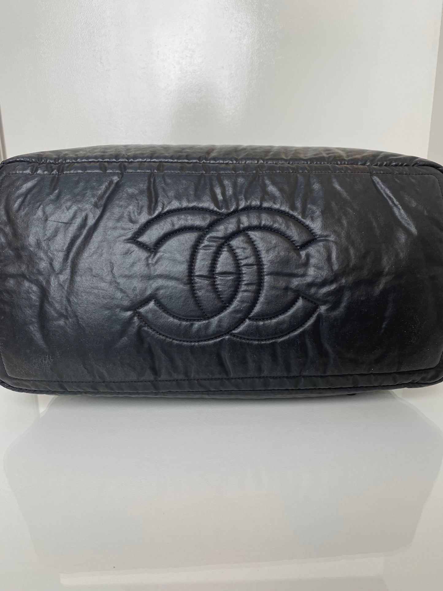 Chanel Black Quilted Vertical Sport Weekender Bag SHW