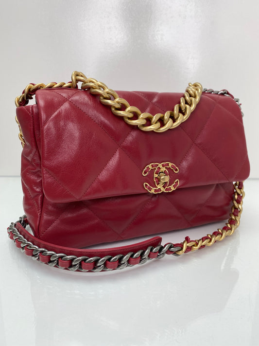 Chanel Red Quilted Medium Flap 19 Bag TTHW