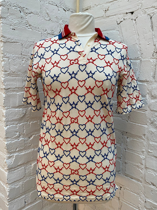 Gucci Kids Heart & Star Logo Polo, 8Y