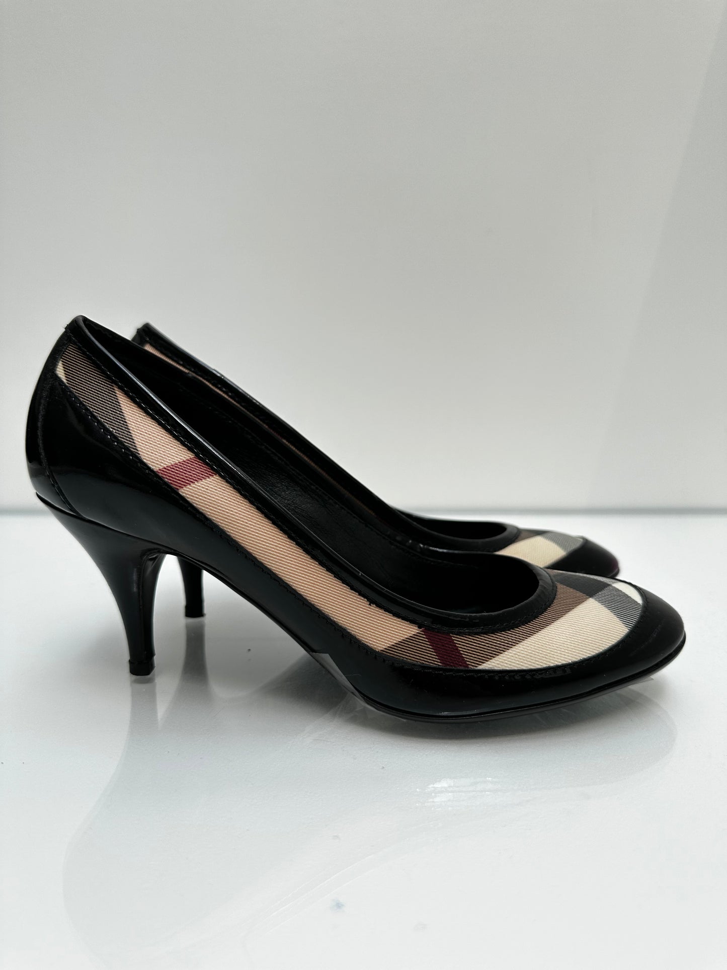 Burberry Black Patent Heels, 37.5