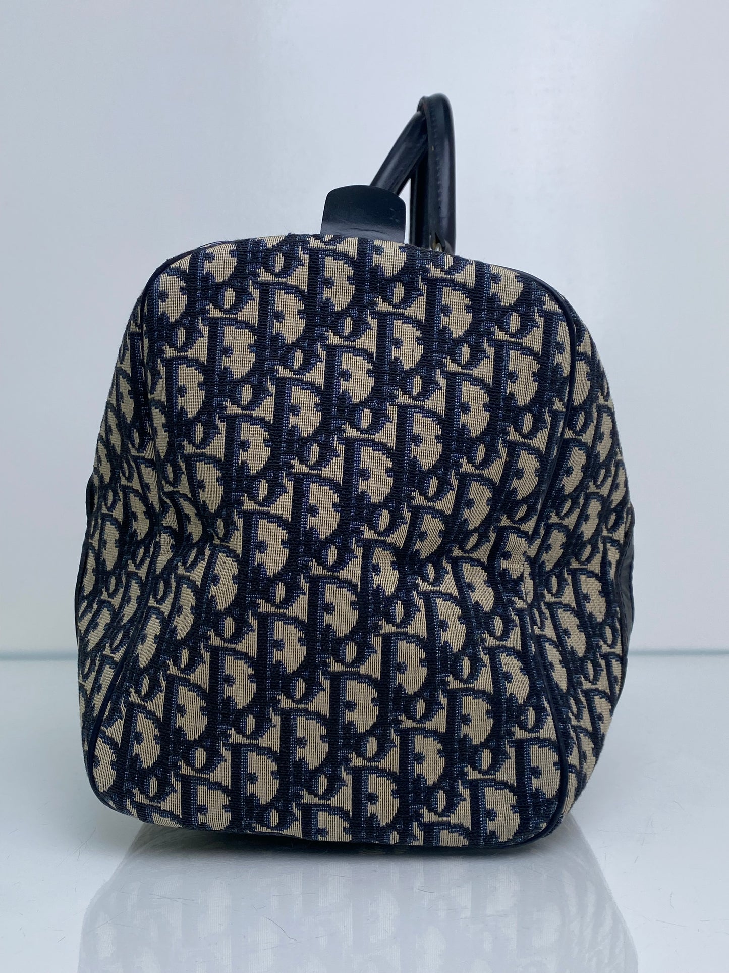 Dior Vintage Navy Oblique Boston Bag SHW