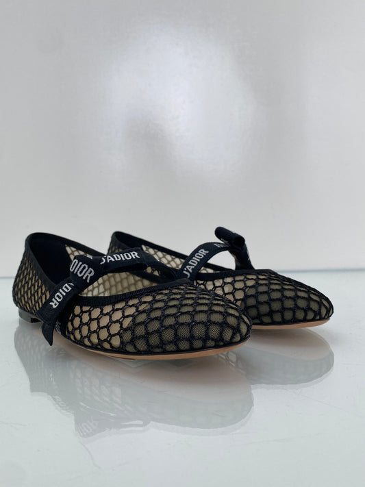 Dior Black Mesh Ballet Flats, 37.5