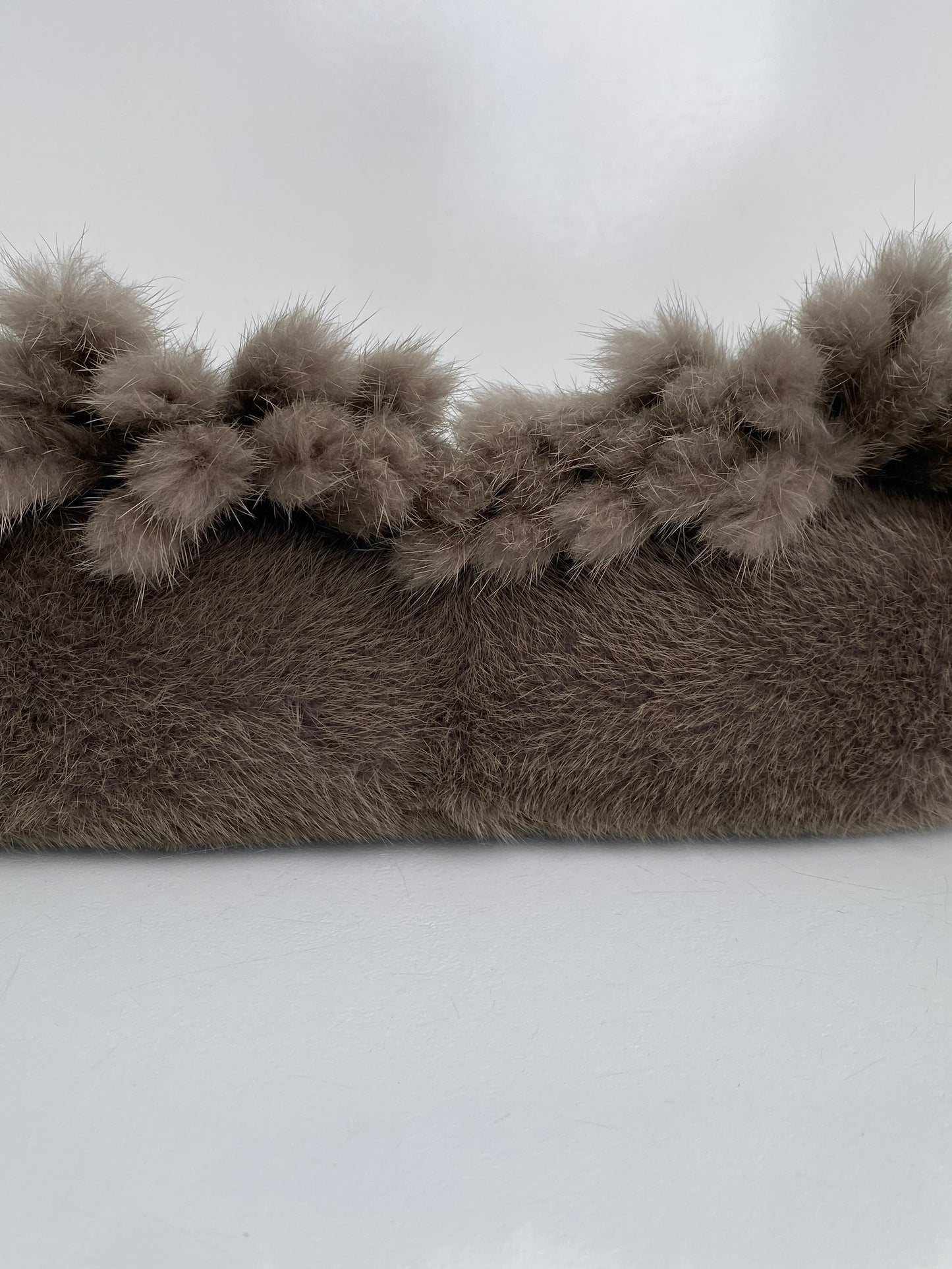 Fendi Grey Mink Fringe Baguette Bag GHW