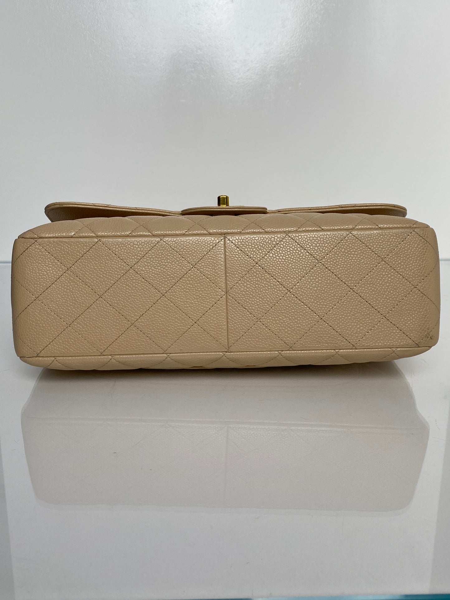 Chanel Beige Caviar Single Flap Bag GHW #13