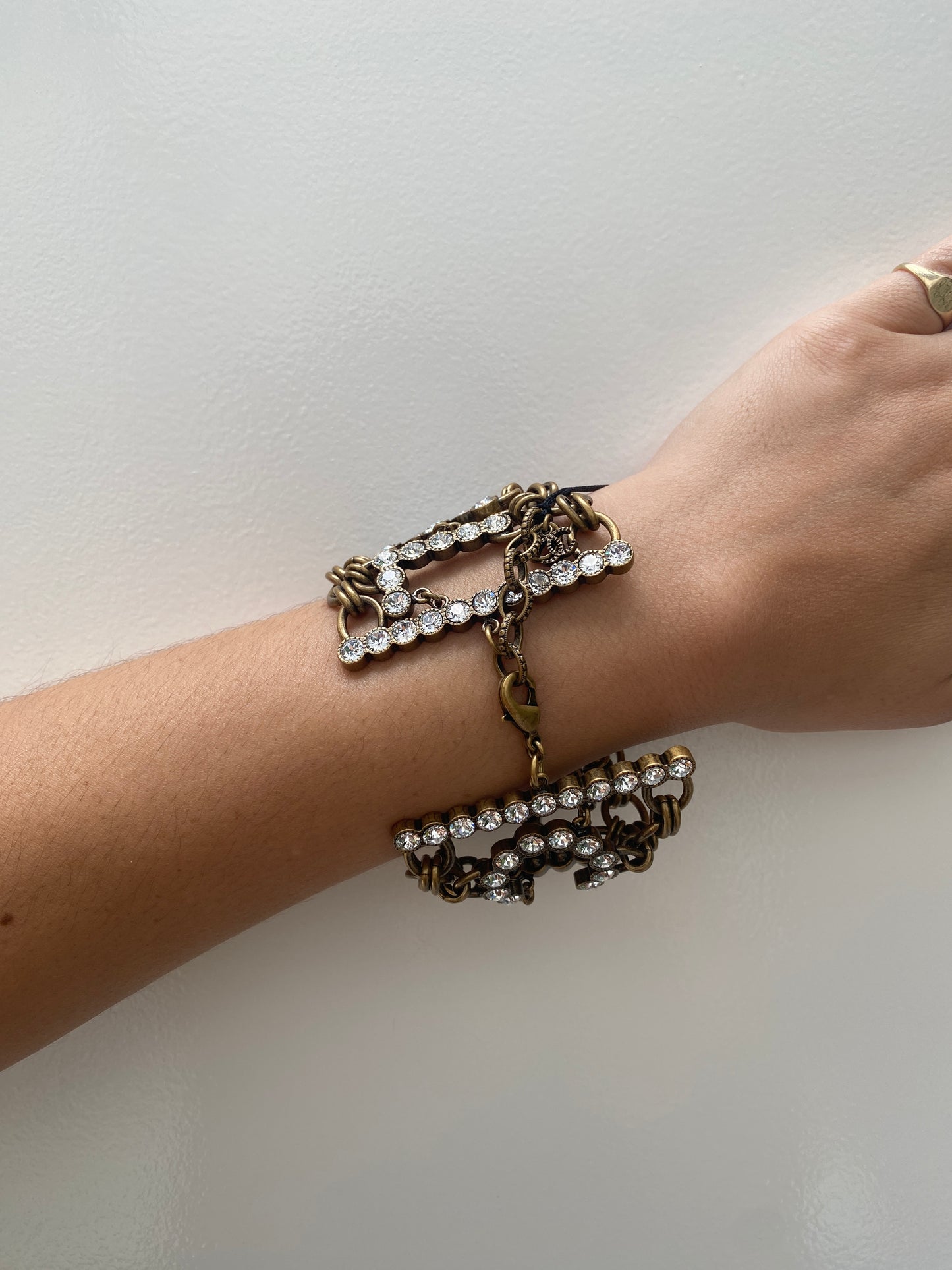 Chanel ‘Chanel’ Crystal & Gold Link Bracelet