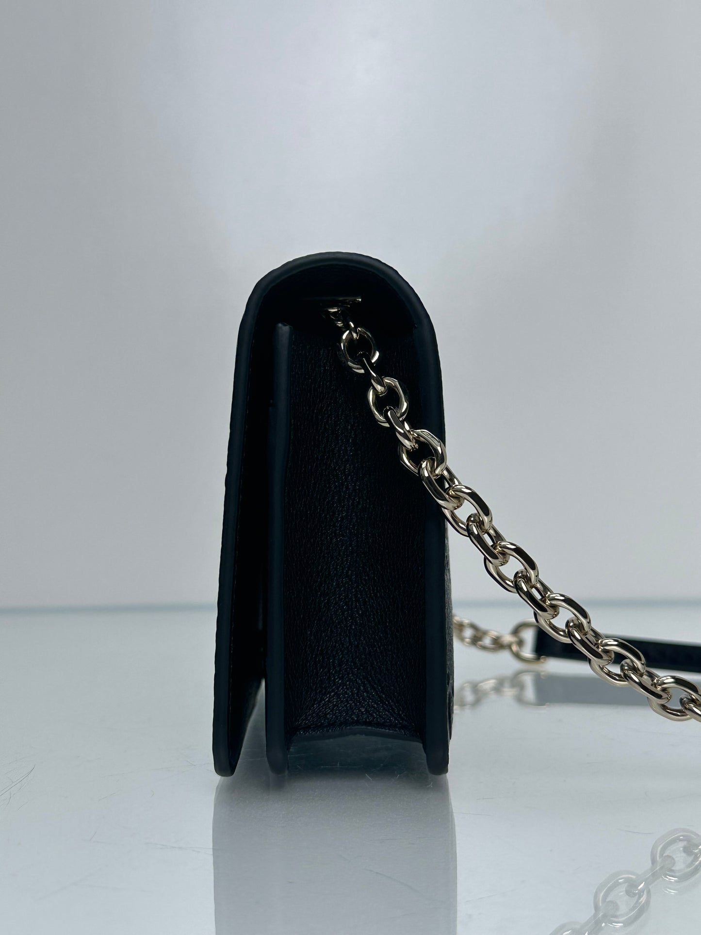 Gucci Black GG Emblem Wallet On Chain Crossbody Bag GHW