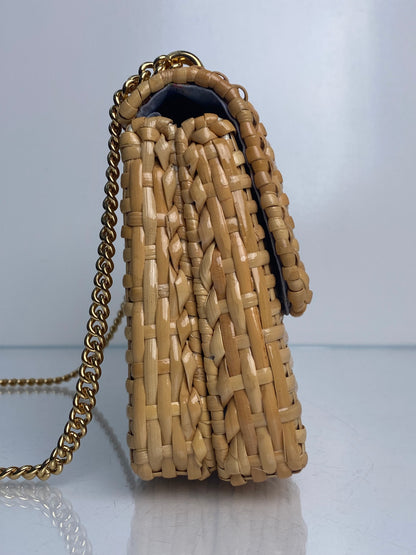 Gucci Tan GG Wicker Basket Crossbody Bag GHW