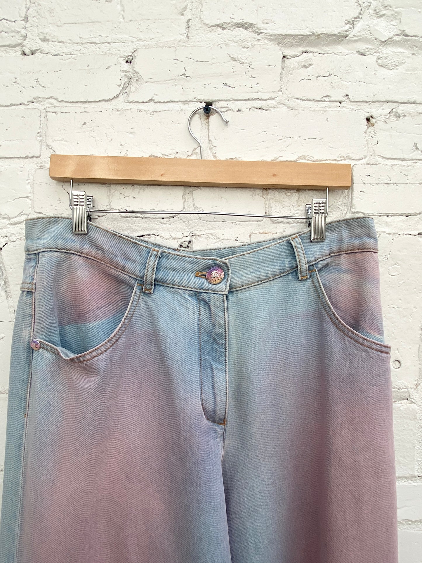 Chanel Gradient Light Wash Sunshine Jeans, 42