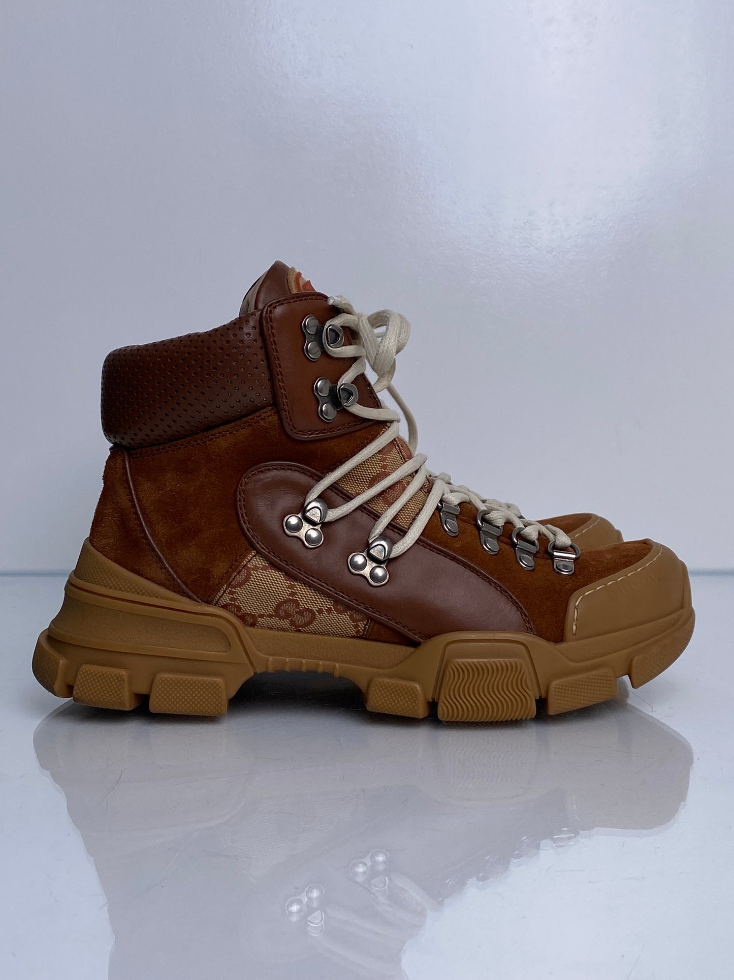 Gucci Brown/Tan GG Hiking Boots, 38