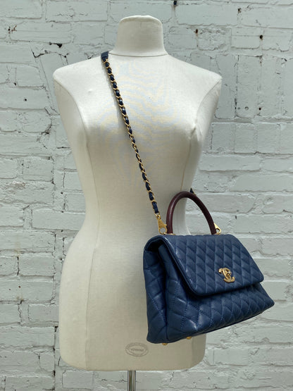 Chanel Navy Caviar & Burgundy Exotic Coco Handle Bag GHW #24