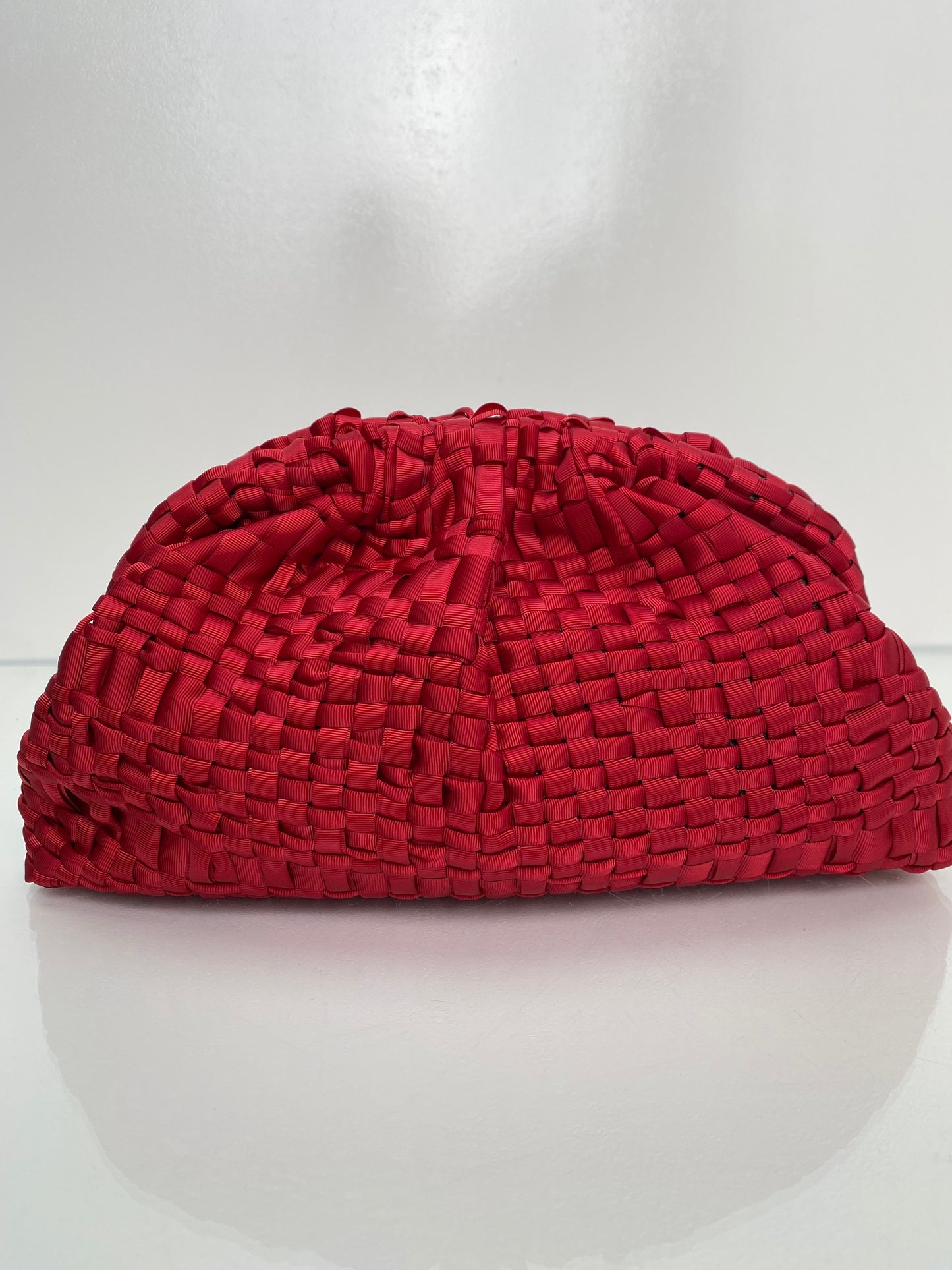 Maria La Rosa Red Woven Clutch