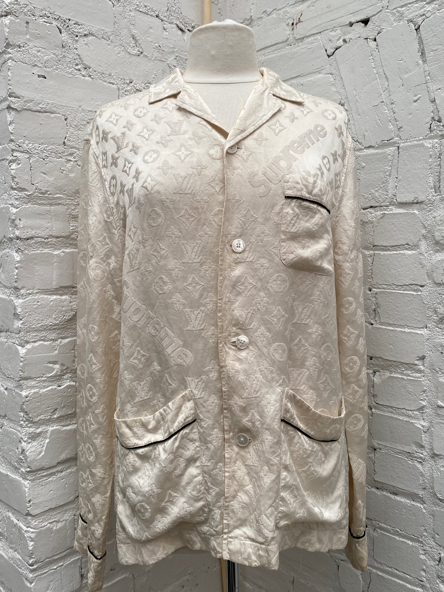 Louis Vuitton X Supreme Cream Monogram Pajamas, L / 50