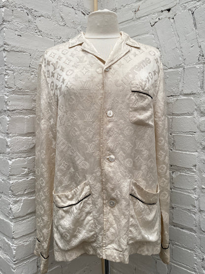 Louis Vuitton X Supreme Cream Monogram Pajamas, L / 50