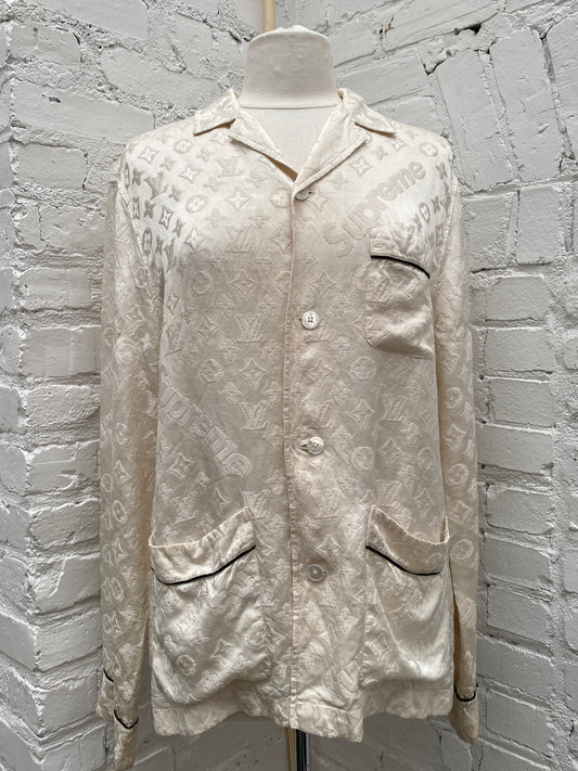 Louis Vuitton X Supreme Cream Monogram Pajamas, L / 50
