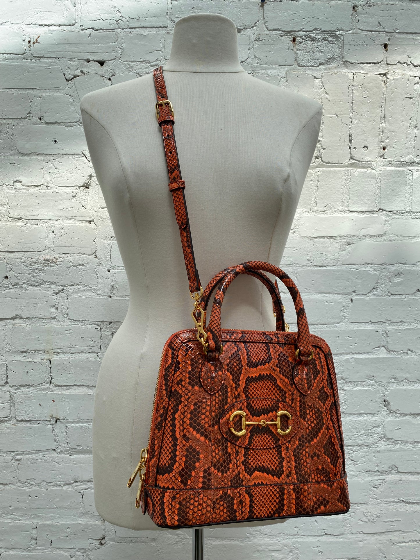 Gucci Orange 1955 Horsebit Small Top Handle Bag GHW