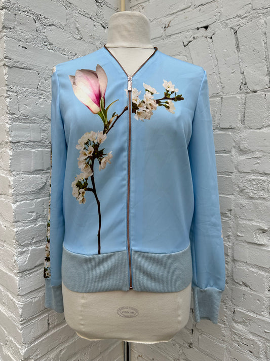 Ted Baker London Blue Floral Zip Up Jacket, 2