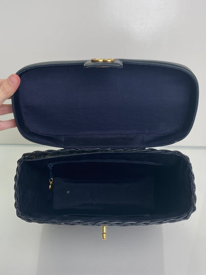 Chanel Black Wicker & Leather Basket Bag GHW