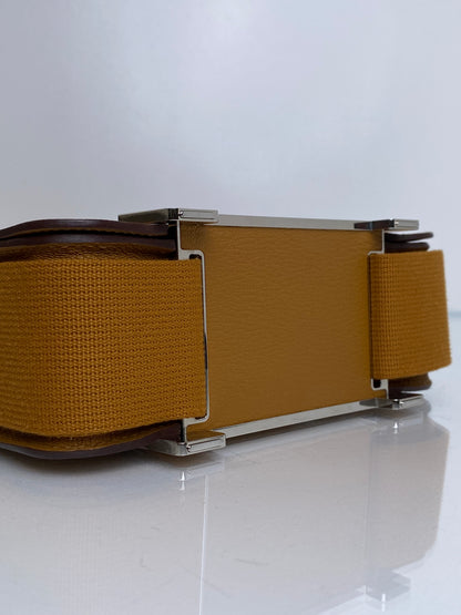 Hermes Geta Chèvre Gold Crossbody Bag PHW