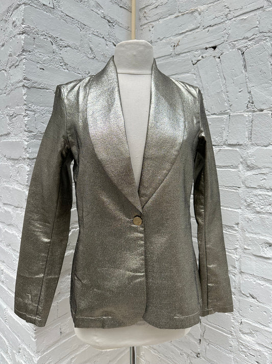 Show Me Your Mumu Bronze Metallic Blazer, S