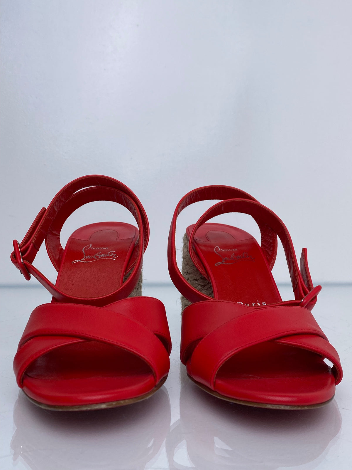Christian Louboutin Red Crossover Espadrilles, 38