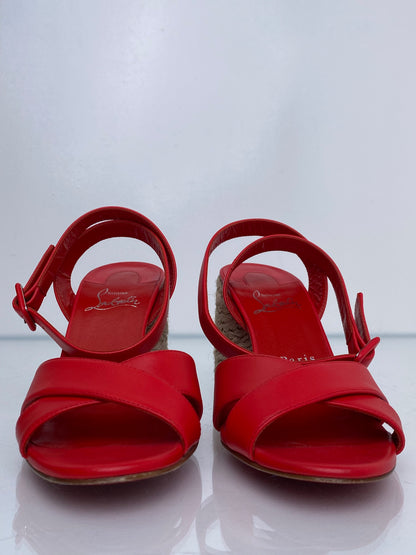 Christian Louboutin Red Crossover Espadrilles, 38