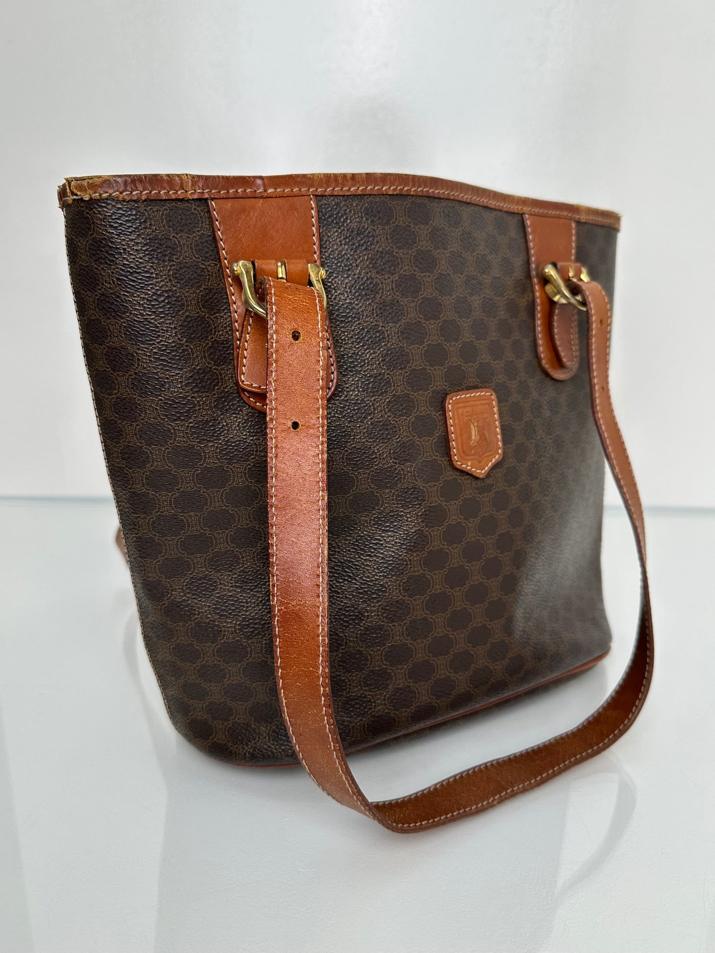 Celine Vintage Macadam Small Tote Bag GHW