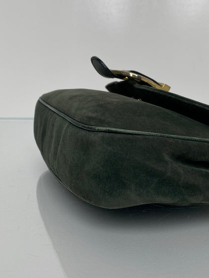 Ferragamo Vintage Green Velvet Crossbody Bag GHW