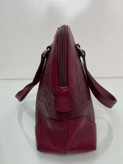 Gucci Burgundy Embossed Horsebit Bag SHW