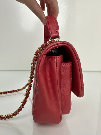 Chanel Small Metallic Pink Top Handle Crossbody