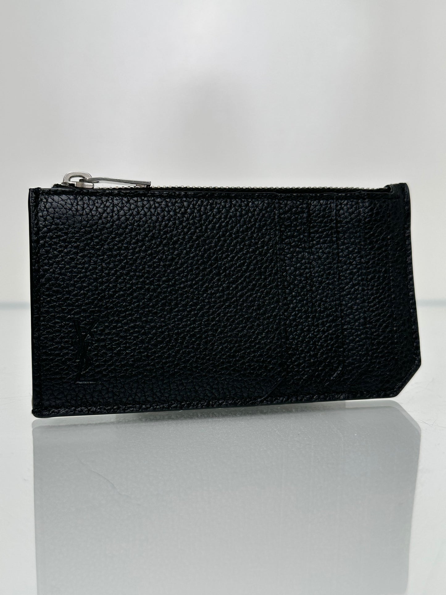 Saint  Laurent Black Zip Cardholder SHW