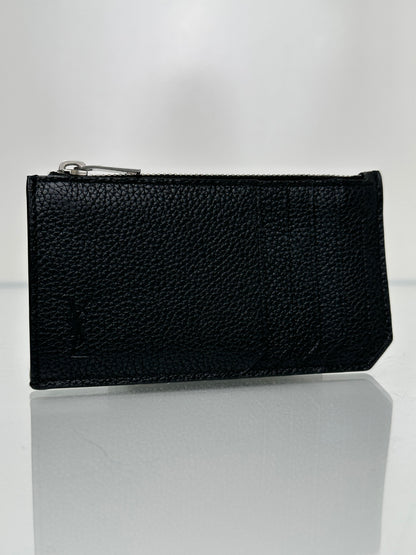 Saint  Laurent Black Zip Cardholder SHW